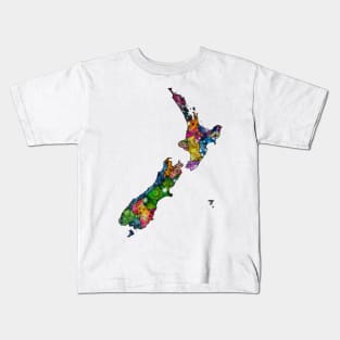 Spirograph Patterned New Zealand Provinces Map Kids T-Shirt